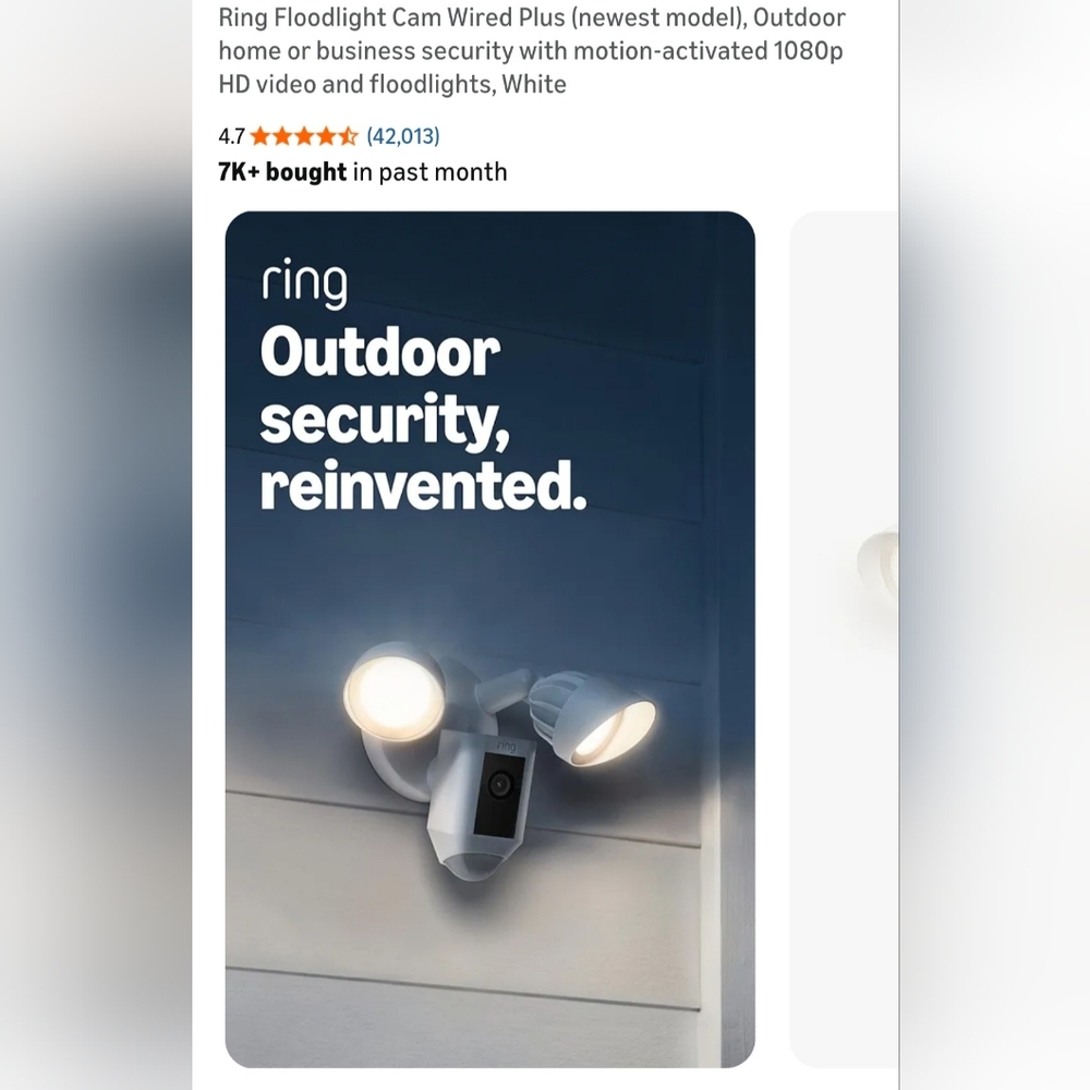 Ring Dual Light Wired Security Camera - White New In Box